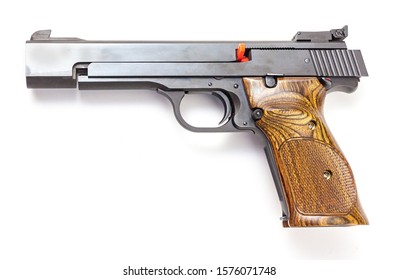 Lateral view of a nice sports gun over a white background