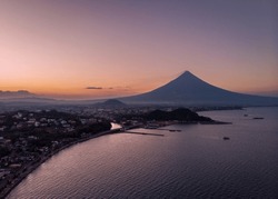 Latest 2023 Drone Shoot Mayon Volcano Sunset Sunrise Twilight Port Of Legazpi City Albay South Luzon Philippines