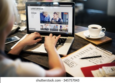 Latest Article Webpage Advertising Announcement Concept - Shutterstock ID 345757043
