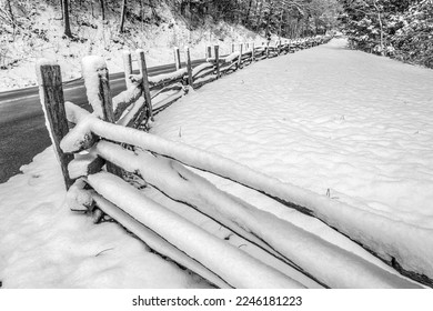 A late-winter storm hit the Great Smoky Mountains National Park with one last blanket of snow one March morning, covering this aged wooden fence in several inches of the white stuff. - Powered by Shutterstock