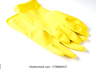 white dishwashing gloves