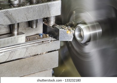 lathe machine metal workshop. industrial aluminum peeling closeup - Powered by Shutterstock