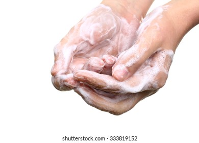 Lathered Hands Isolated On White Background