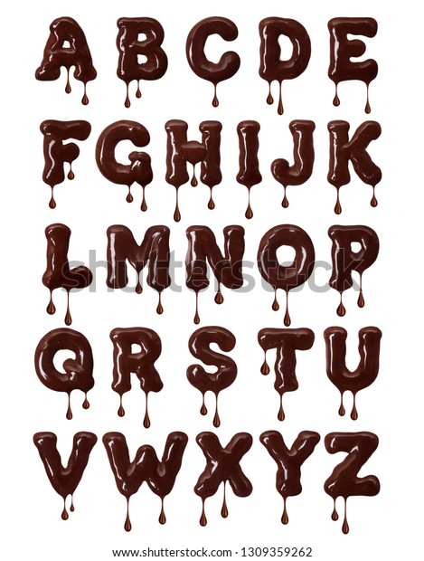 Latin Alphabet Made Melted Chocolate Falling Stock Photo 1309359262 ...