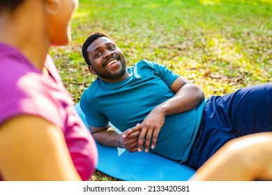 Latin American Couple Ready To Yoga Time Outdoors Pink And Blue Look