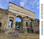 Latin inscription of Larger Gate or Major Door (Porta Maggiore) ab Ancient 3rd-century Rome