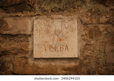 Latin inscription on plaster brick ancient wall wall texture, brick wall texture. High quality photo - Powered by Shutterstock