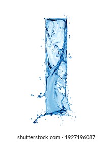 Latin letter I made of water splashes, isolated on a white background