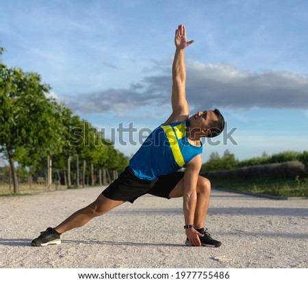 Similar – Jogger stretching in the morning on seaside.