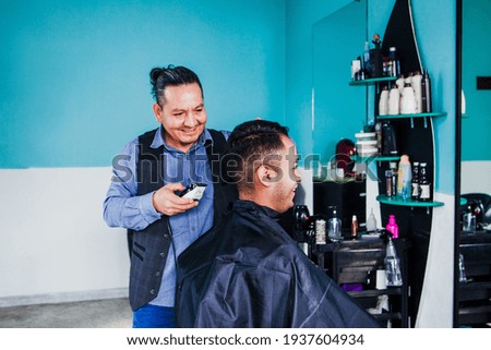 Similar – Foto Bild Rasur beim Friseur