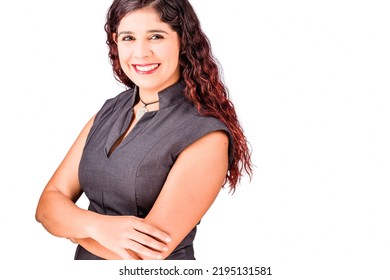 Latin Mid Business Woman Confident Employee Manager. CV Isolated Profile Picture. Venezuelan