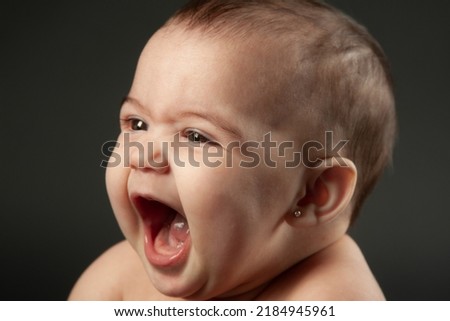 Similar – Baby girl two months old yawning