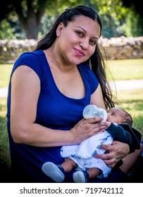 Latina Mother With Her Newborn