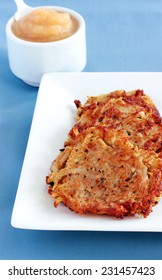 Latkes For Hanukkah Served With Applesauce