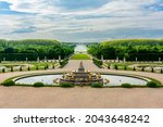 Latona fountain and Versailles park landscape outside Paris, France