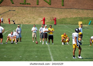 LATROBE, PA  JULY 29, 2008: Pittsburgh Steelers Team With Troy Polamalu Practicing At Training Camp At St. Vincent College In Latrobe Pennsylvania For The 2008 2009 Football Season On July 29, 2008.