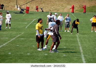 LATROBE, PA  JULY 29, 2008: Pittsburgh Steelers Team With Troy Polamalu Practicing At Training Camp At St. Vincent College In Latrobe Pennsylvania For The 2008 2009 Football Season On July 29, 2008.