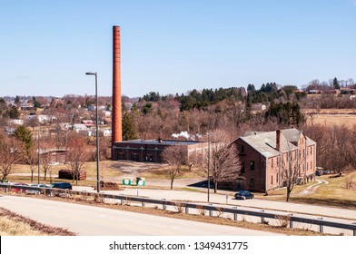 Latrobe, Pennsylvania, USA 3/23/2019 The Boiler Plant And Machine Shop On The Campus Of St Vincent College