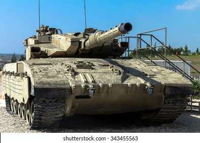 LATRUN, ISRAEL - OCTOBER 14, 2015: Israel Made Main Battle Tank Merkava  Mk III On Display At Yad La-Shiryon Armored Corps Museum At Latrun.