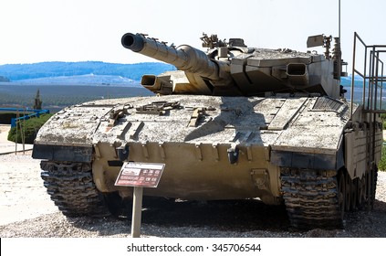 LATRUN, ISRAEL - OCTOBER 14, 2015: Israel Made Main Battle Tank Merkava  Mk III On Display At Yad La-Shiryon Armored Corps Museum At Latrun.