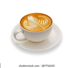 Latte Art, Coffee Isolated On White Background