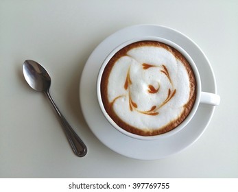 Latte Art Coffee Isolated On White  Background