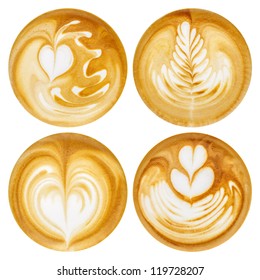 Latte Art, coffee in white background