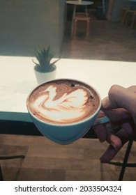 Latte Art Swan On The Lake 