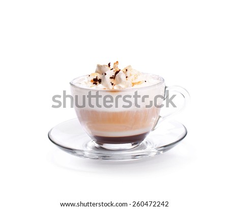 A Latte Coffee Isoalted coffee cup on white