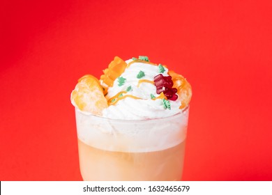 latte coffee with whipped cream and sweets - Powered by Shutterstock