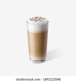 Latte in glass on white background - Powered by Shutterstock