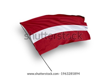 Latvia flag isolated on white background with clipping path. close up waving flag of Latvia. flag symbols of Latvia.