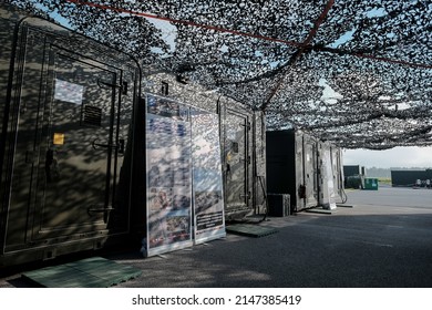 LATVIA, LIELVARDE, SEPTEMBER 2017 - NATO DARS - Deployable Air Control Centre, Recognised Air Picture Production Centre, Sensor Fusion Post - Deployed At Lielvarde Air Base. Fine Film Grain Effect.