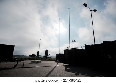 LATVIA, LIELVARDE, SEPTEMBER 2017 - NATO DARS - Deployable Air Control Centre, Recognised Air Picture Production Centre, Sensor Fusion Post - Deployed At Lielvarde Air Base. Fine Film Grain Effect.