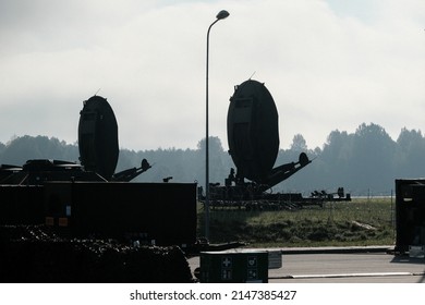 LATVIA, LIELVARDE, SEPTEMBER 2017 - NATO DARS - Deployable Air Control Centre, Recognised Air Picture Production Centre, Sensor Fusion Post - Deployed At Lielvarde Air Base. Fine Film Grain Effect.