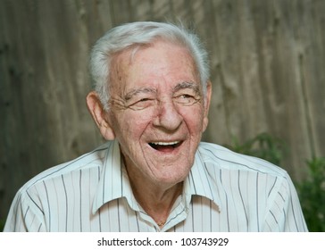 Laughing 90 Year Old Senior Man Candid Portrait