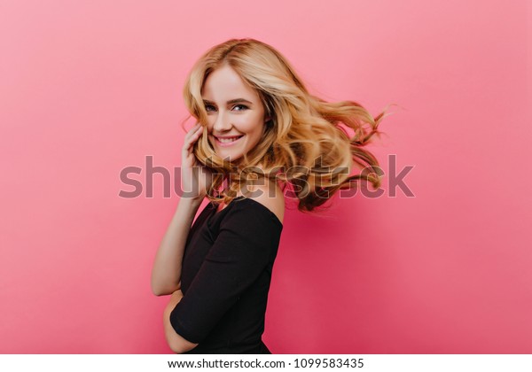Laughing Adorable Girl Shiny Blonde Hair Stock Photo Edit Now