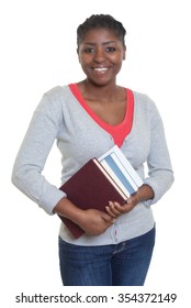 Laughing African American Student With Books