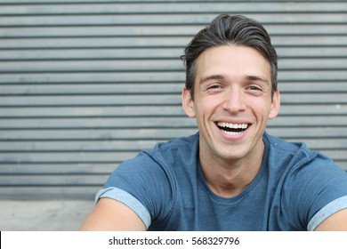 Laughing Big White Smile Perfect Headshot Male Youthful Genuine