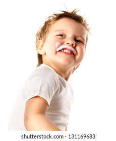 Laughing Boy With Milk Mustache