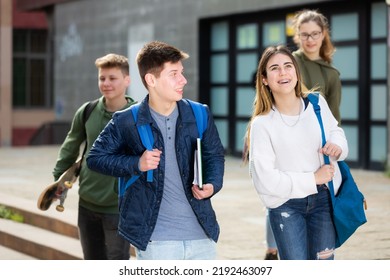 Laughing Boys Girls Teenagers Walking Chatting Stock Photo 2192463097 ...