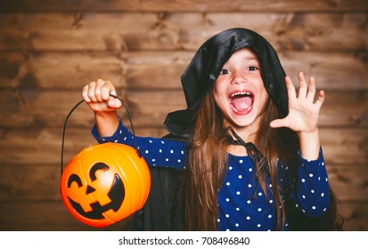 Laughing Funny Child Girl Witch Costume Stock Photo 708496840 ...