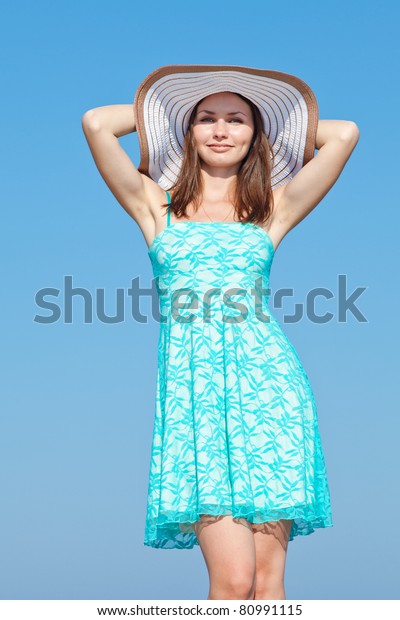 Laughing Girl Hides Her Naked Breast Stock Photo 80991115 