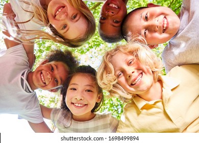 Laughing Multicultural Kids In Circle As Integration Concept