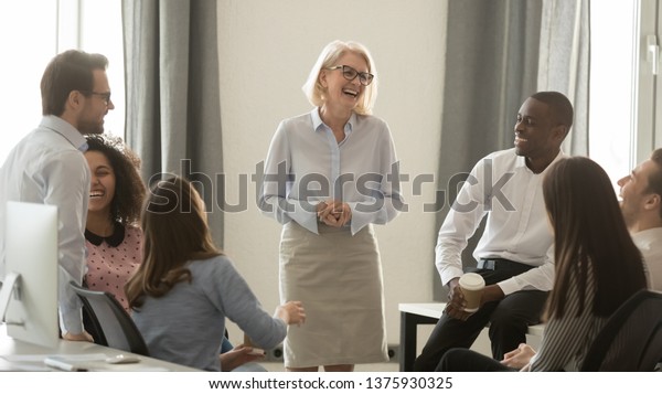 Laughing Old Coach Team Leader Talking Stock Photo Edit Now 1375930325