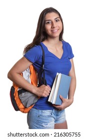 Laughing South American Student With Books