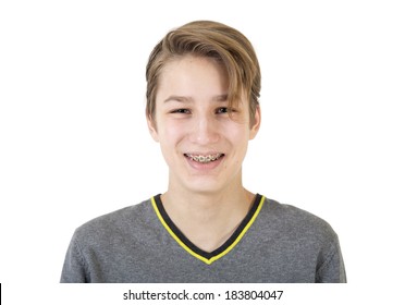 Laughing Teen With Orthodontic Braces