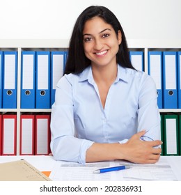 Laughing Turkish Businesswoman At Office