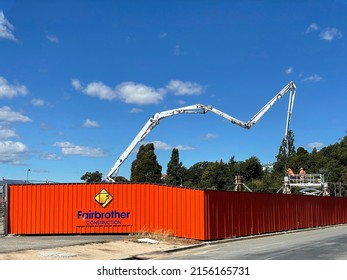 Launceston, Australia - May 22: Selective Focus View Of Excavator Loader Machine At The Fairbrother Constructions Site. It Is Commercial And Industrial Construction, Joinery And Facilities Management 