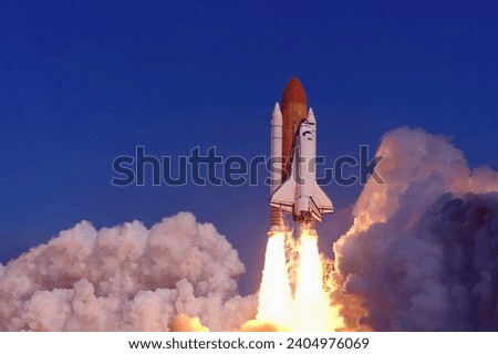 The launch of the shuttle into space. Elements of this image furnished by NASA. High quality photo
